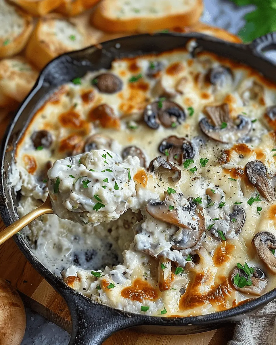 Creamy Stuffed Mushroom Dip with Turkey Bacon: Indulgent Delight