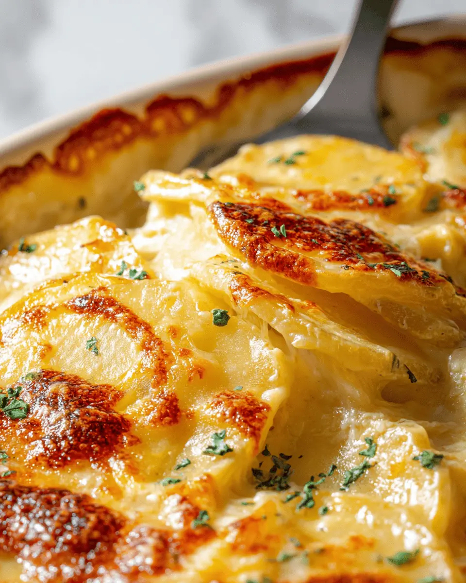 Cheesy Scalloped Potatoes with Turkey Bacon and Chicken Ham Delight
