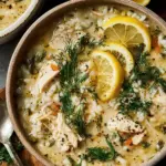 Lemony Greek Chicken + Rice Soup with Dill