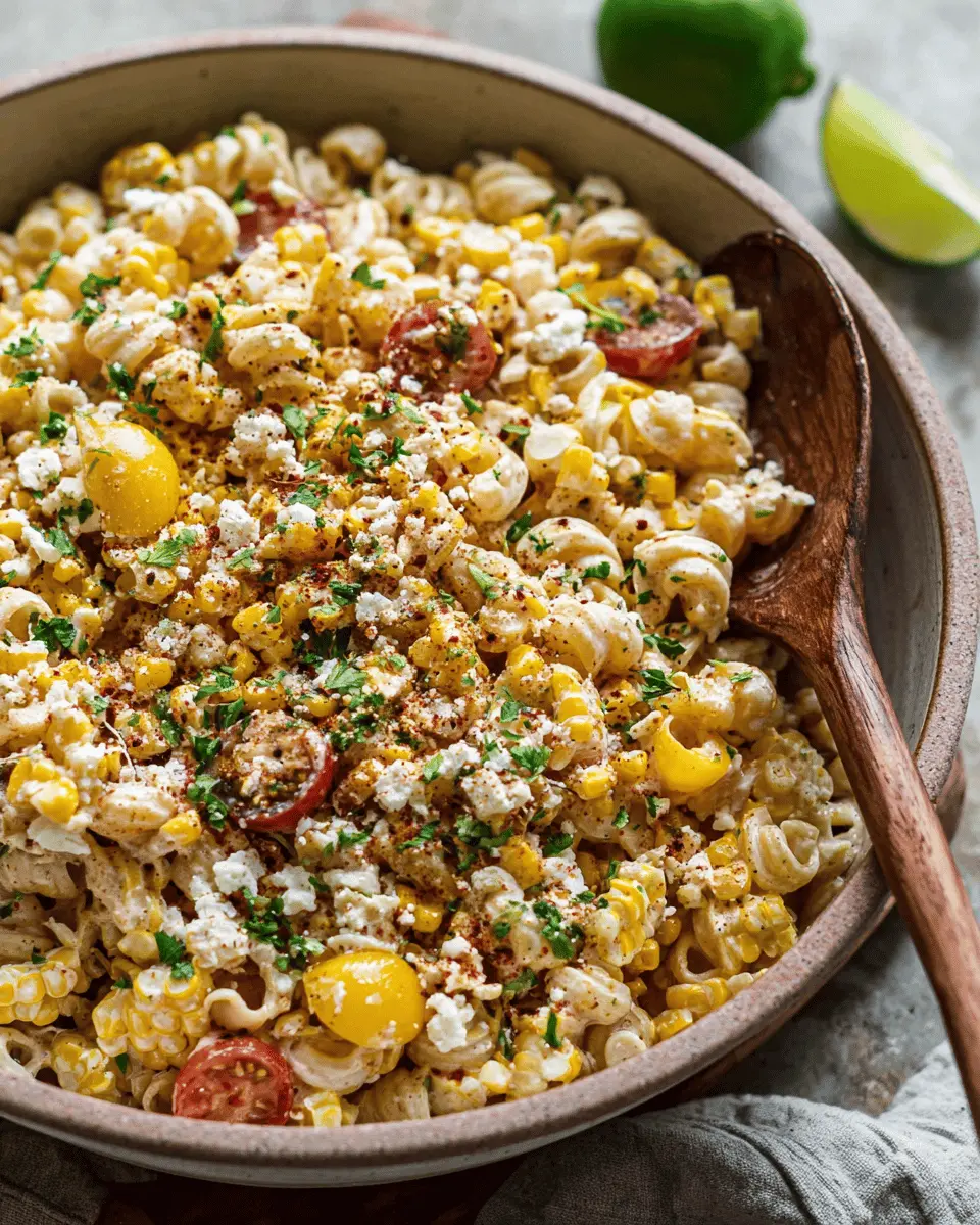 Creamy Mexican Street Corn Pasta Salad with Turkey Bacon Delight
