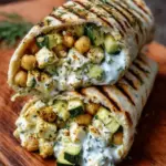 Grilled Zucchini & Feta Chickpea Wrap with Herbed Yogurt