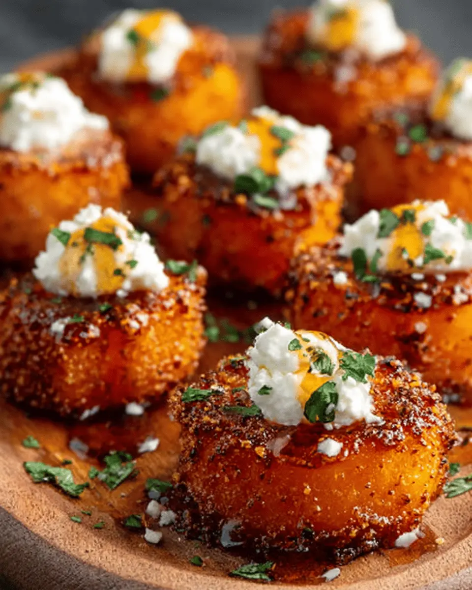 Crispy Butternut Squash Bites with Easy Hot Honey Feta Drizzle