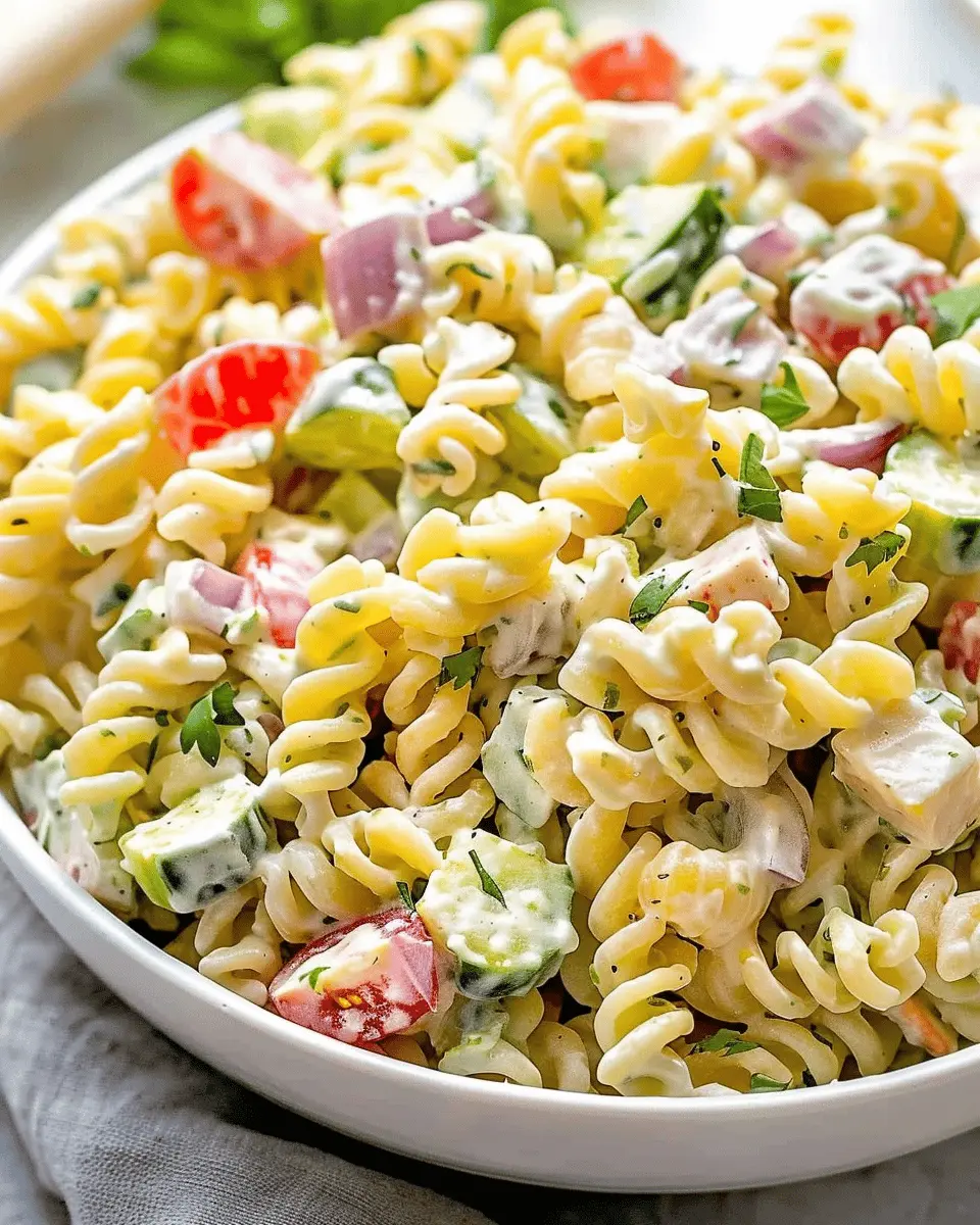 Irresistible Creamy Pasta Salad Recipe with Turkey Bacon and Chicken Ham