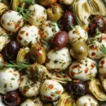 Marinated Mozzarella Balls, Artichokes, and Olives