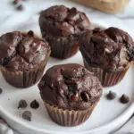 Healthy Double Chocolate Zucchini Muffins (high protein + low calorie easy recipe)