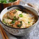 Glass Noodle Miso Soup with Chicken Meatballs
