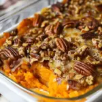 Sweet Potato Casserole with Peaches, Pecans & Bacon