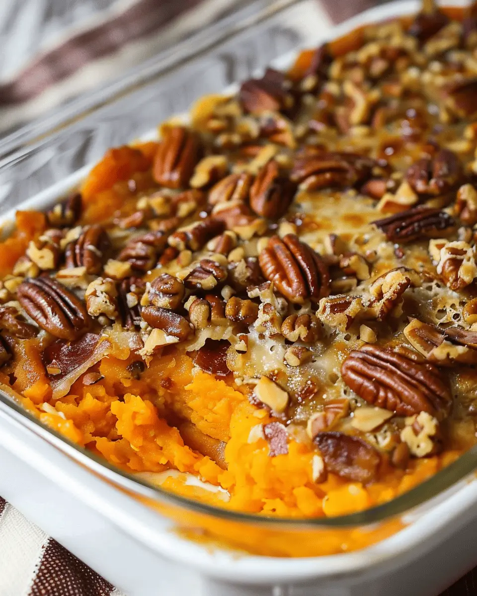 Sweet Potato Casserole with Peaches, Pecans & Turkey Bacon Delight