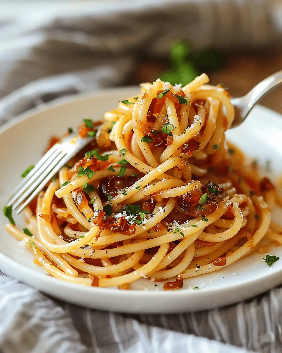 Caramelized Shallot Pasta: Easy Recipe with Turkey Bacon Twist