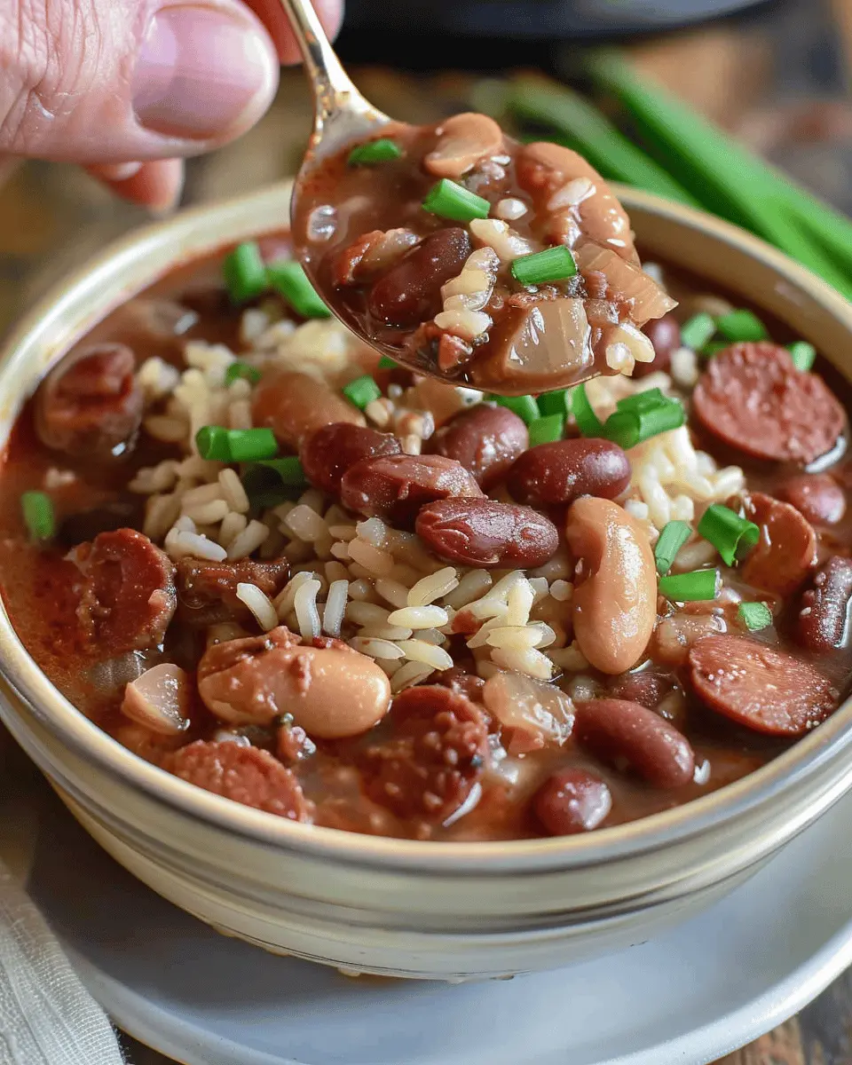 Slow Cooker Red Beans and Rice with Turkey Bacon and Chicken Ham