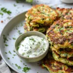 Cheesy Zucchini Fritters with Herbed Greek Yogurt Dip