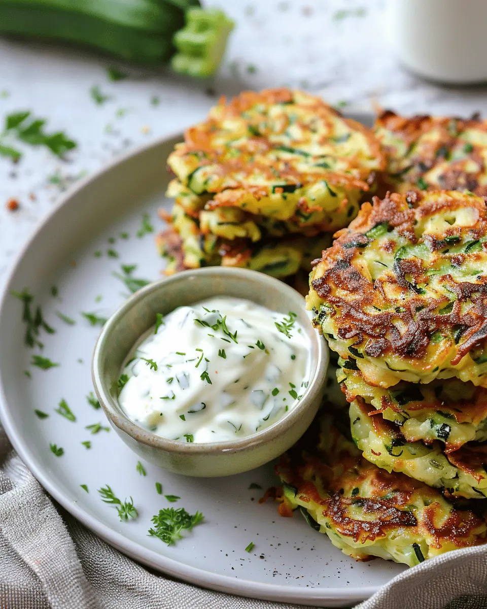 Cheesy Zucchini Fritters with Herbed Greek Yogurt Dip: Easy & Delicious