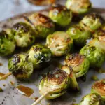 Hot Honey Roasted Brussels Sprout Skewers