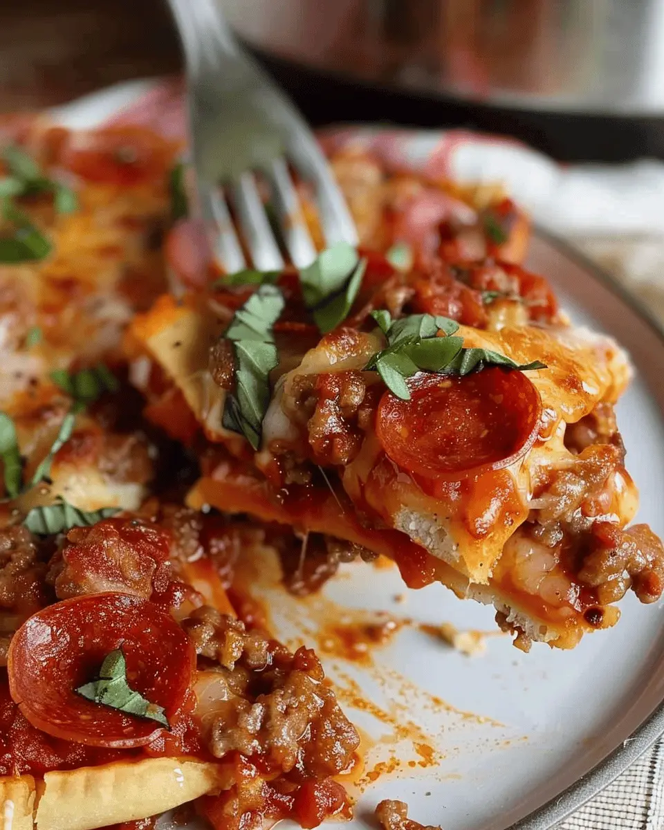 Crock Pot Pizza Casserole: Easy Family Meal with Turkey Bacon and Chicken Ham