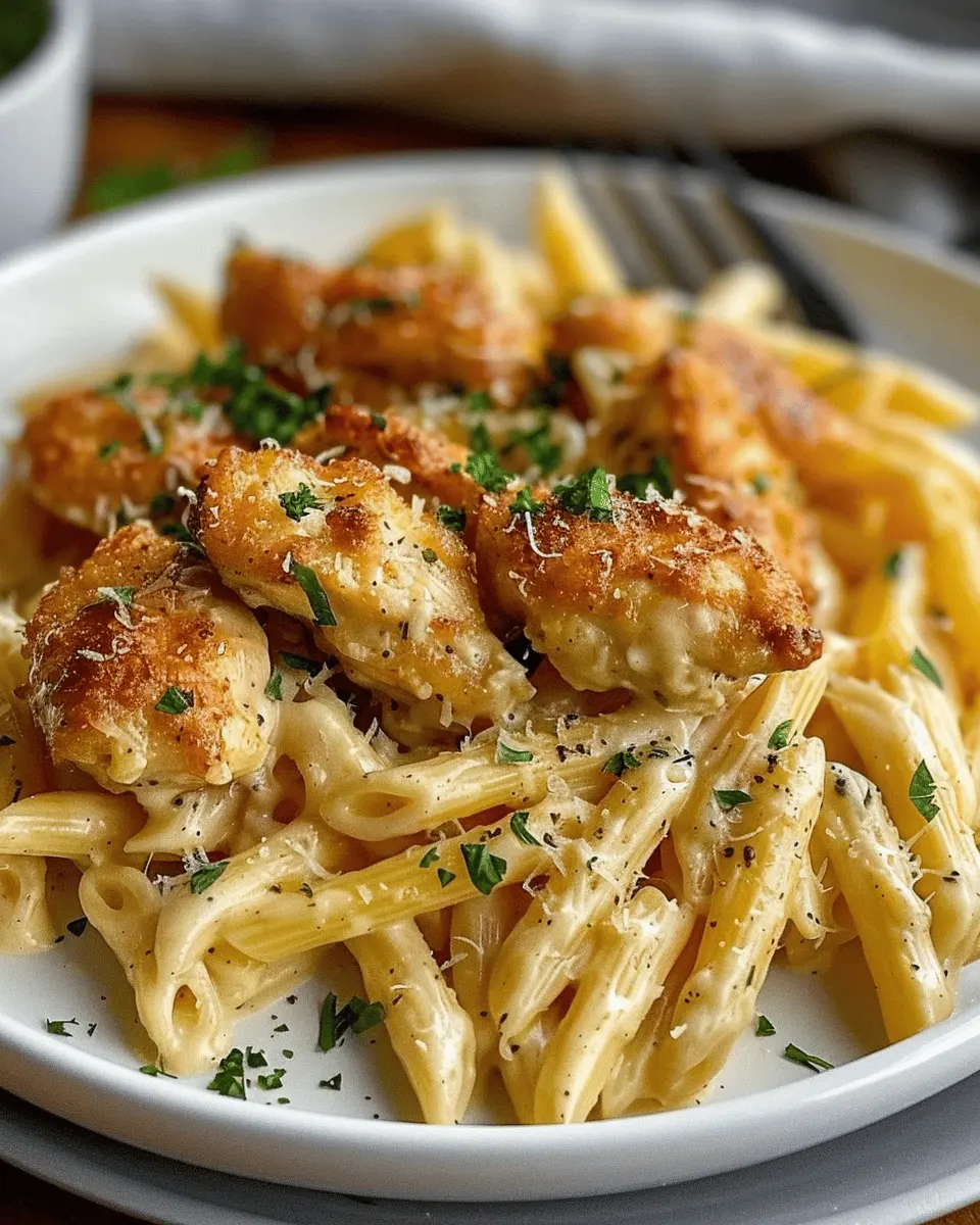 Garlic Butter Chicken Bites: Easy Creamy Parmesan Pasta Delight