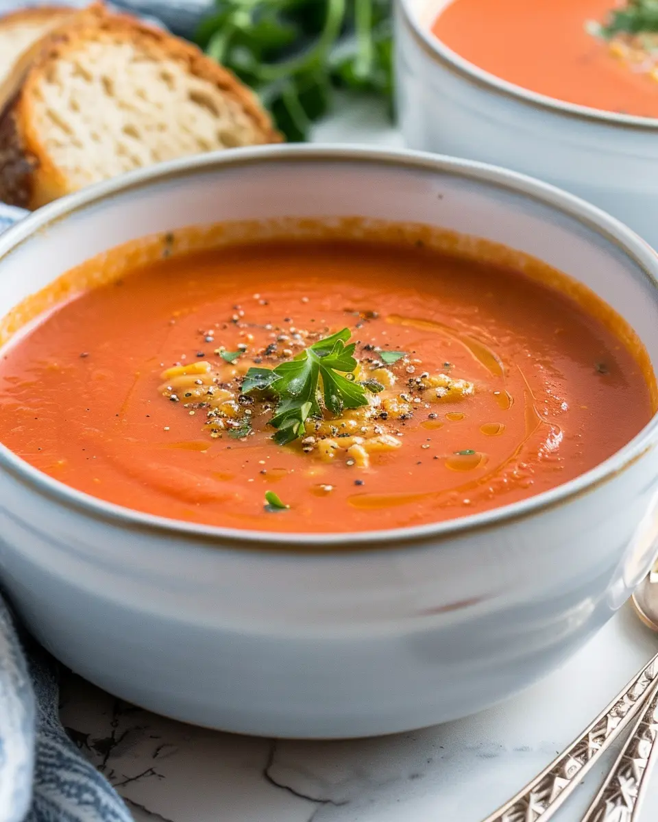 Instant Pot Panera Creamy Tomato Soup Copycat Recipe with Turkey Bacon