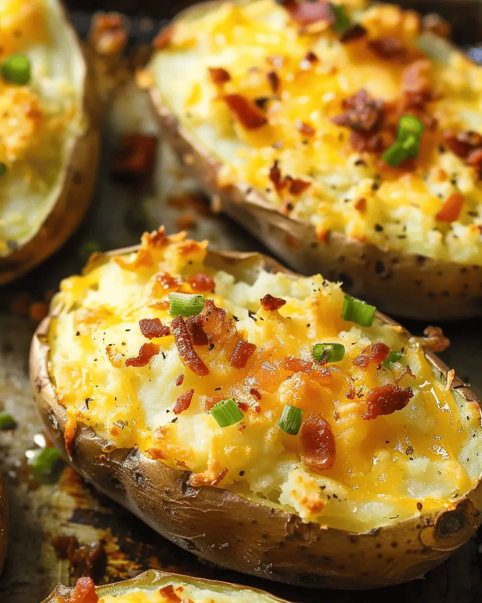 Twice Baked Potatoes Stuffed with Turkey Bacon and Cheese Delight