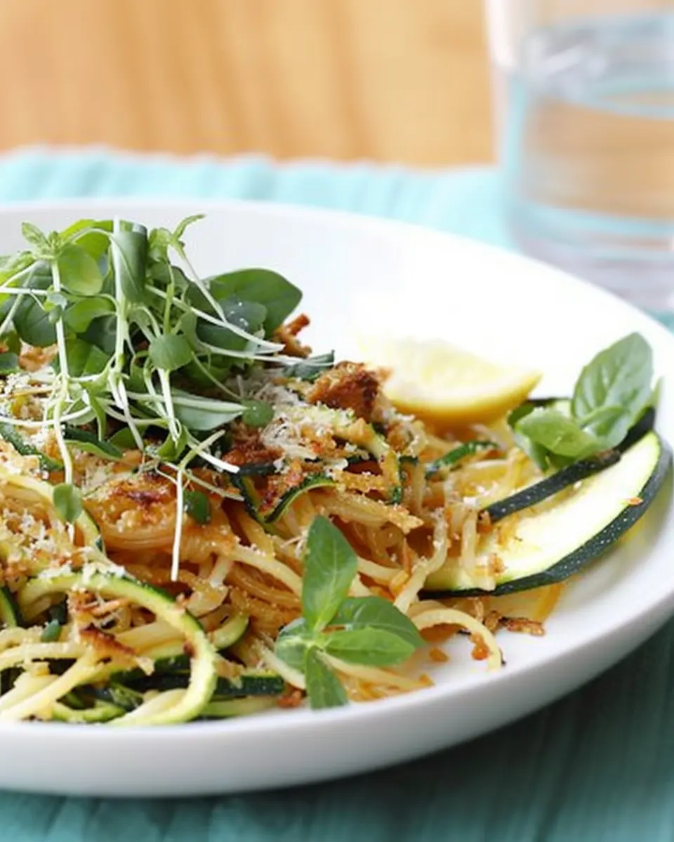 Crispy Spaghetti with Zucchini: Easy, Herby Turkey Bacon Delight