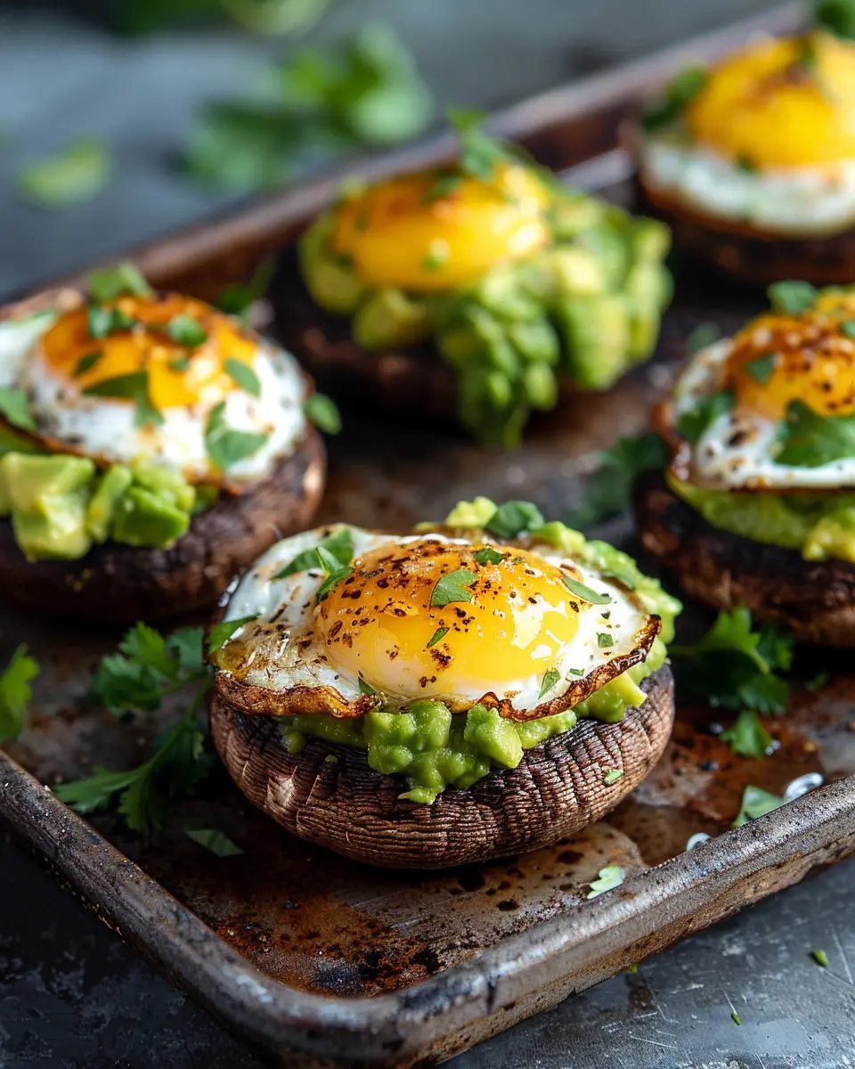 Best Vegetarian Breakfast: Indulgent Avocado & Egg Stuffed Mushrooms