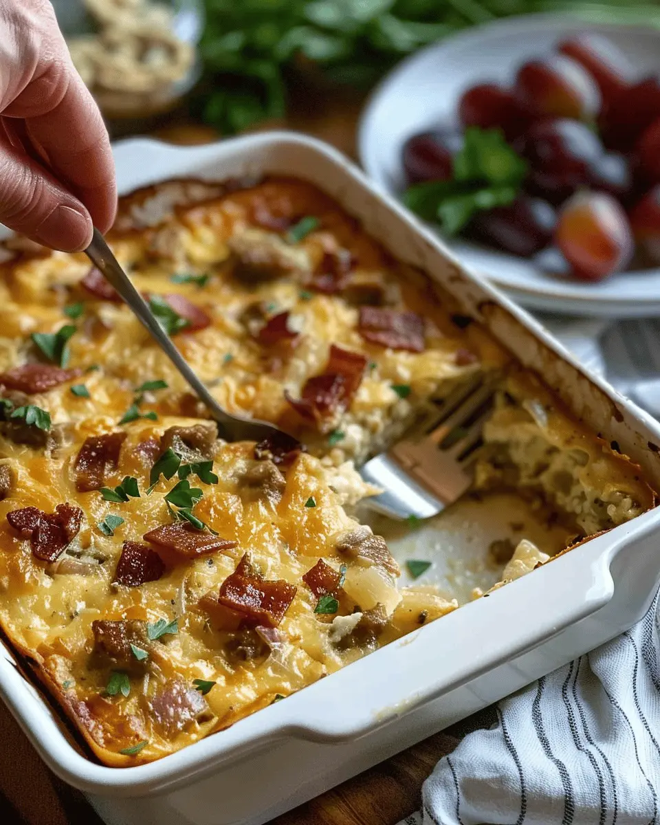 Amish Breakfast Casserole: Easy Turkey Bacon and Chicken Ham Delight