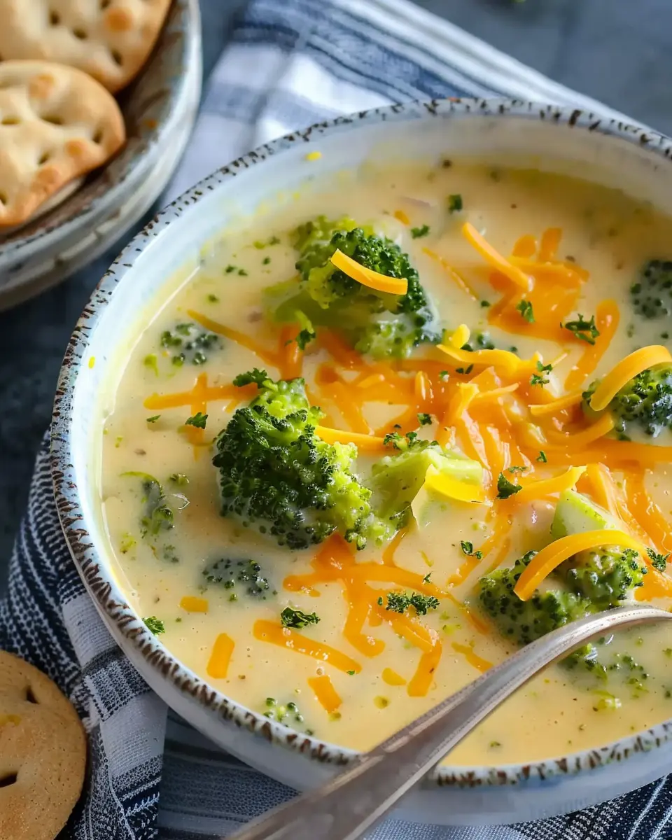 Creamy Fresh Broccoli Cheddar Cheese Soup with Turkey Bacon Delight