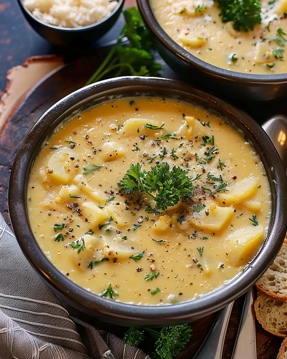 Cheddar Garlic Herb Potato Soup: Cozy Comfort with Turkey Bacon