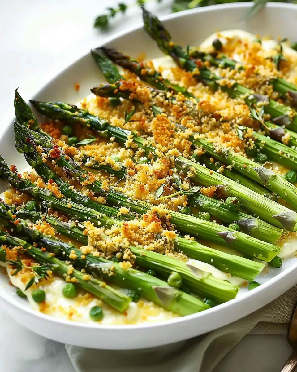 Asparagus with Cheese Sauce: Easy Herb Breadcrumb Delight