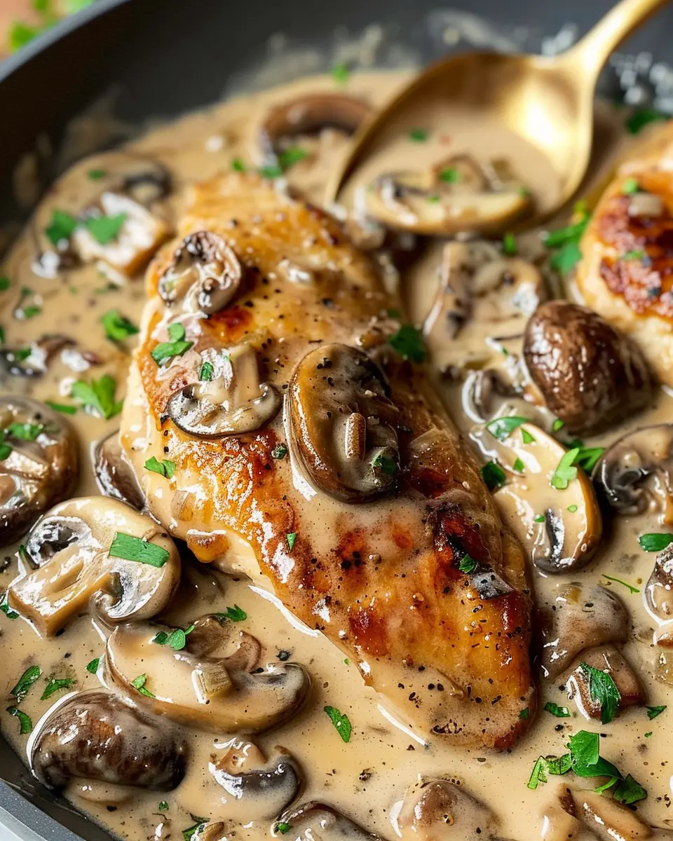 Creamy Mushroom Chicken with Turkey Bacon: A Comforting Delight