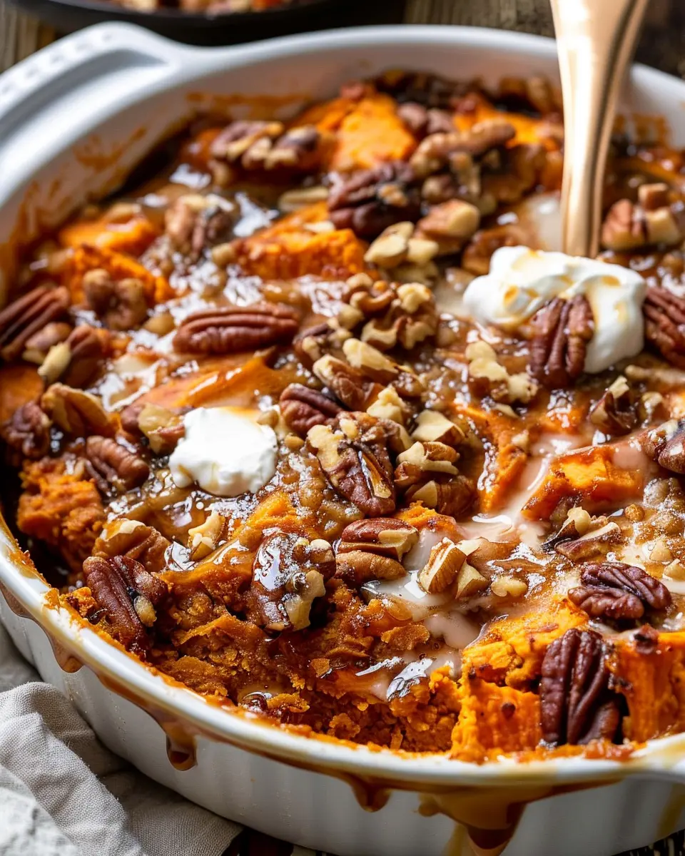 Southern Maple Sweet Potato Casserole with Turkey Bacon Bliss