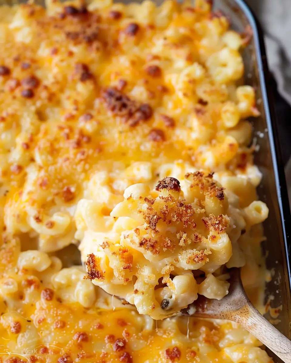 Creamy Baked Mac and Cheese with Turkey Bacon and Chicken Ham