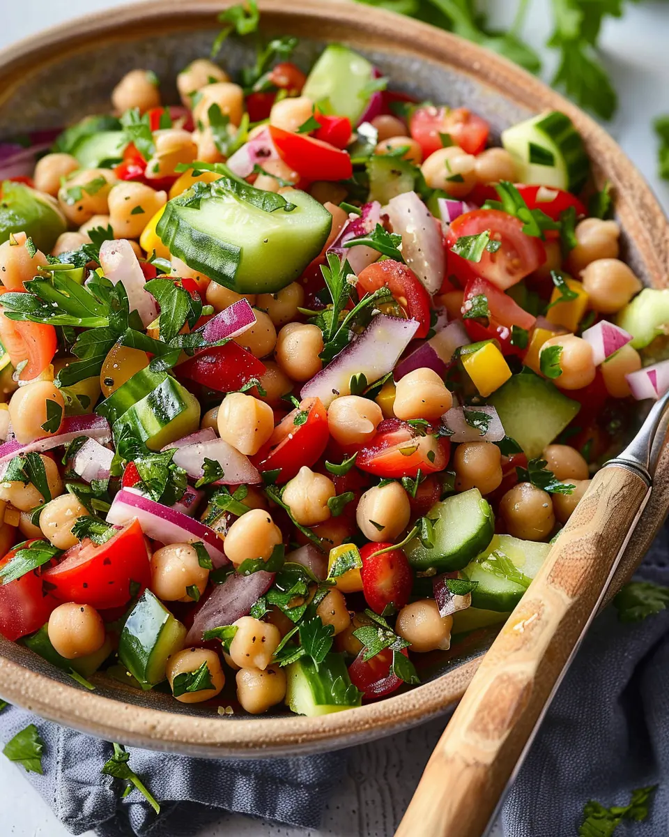 Chickpea Salad: Easy Recipe with Turkey Bacon and Fresh Veggies