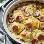 Crockpot Pierogi Casserole with Kielbasa