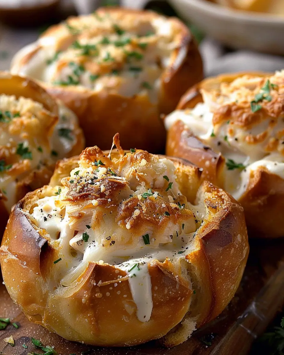 Chicken Alfredo Garlic Bread Bowls: Indulgent Comfort Food Delight
