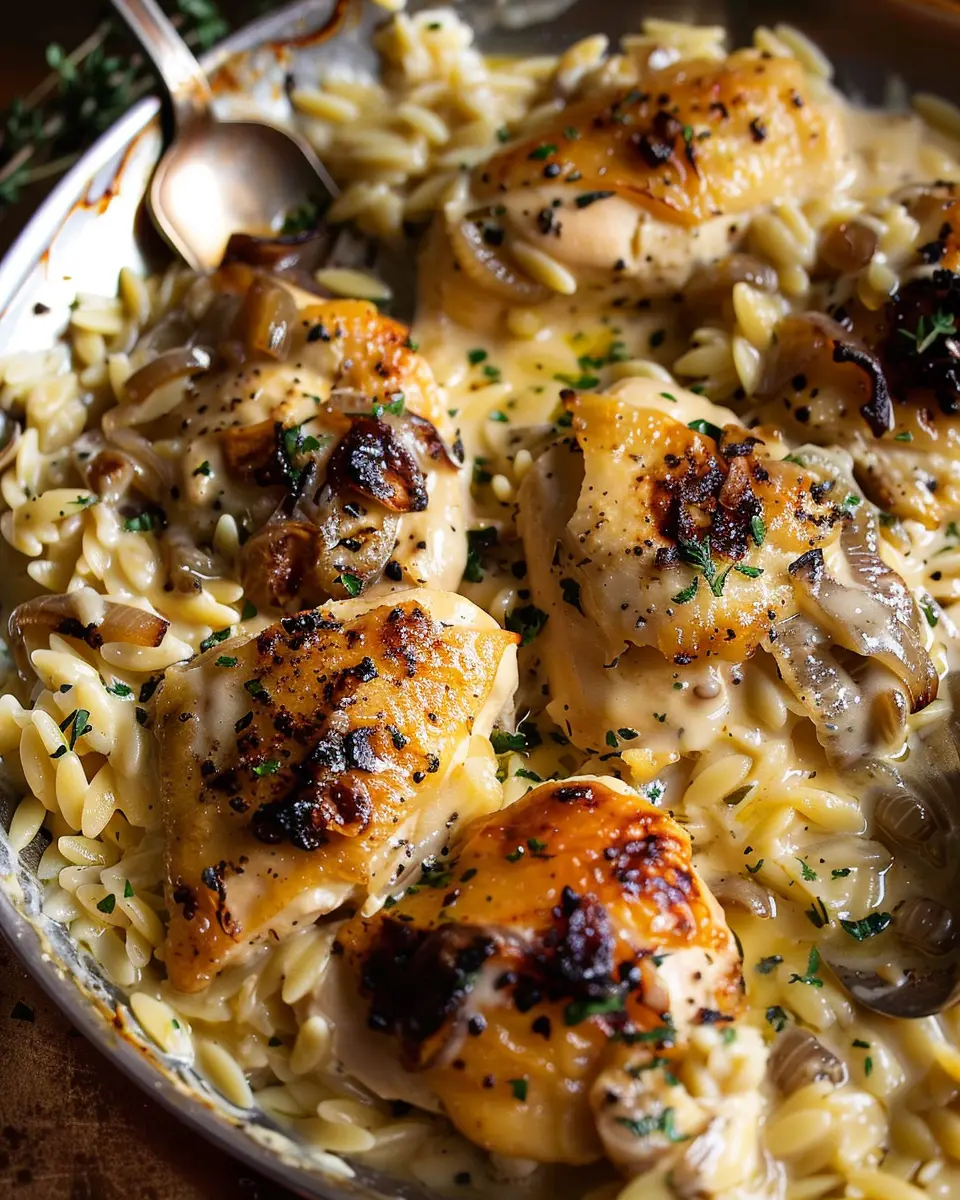 Crockpot Creamy French Onion Chicken and Orzo: Cozy Comfort Food