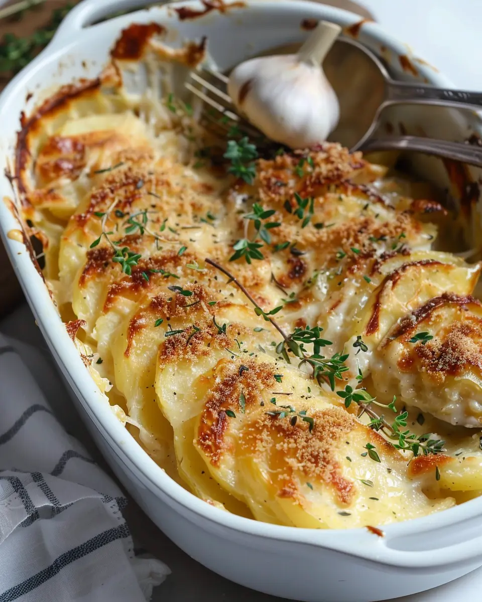 Garlic Potato Gratin: The Best Comfort Dish with Turkey Bacon