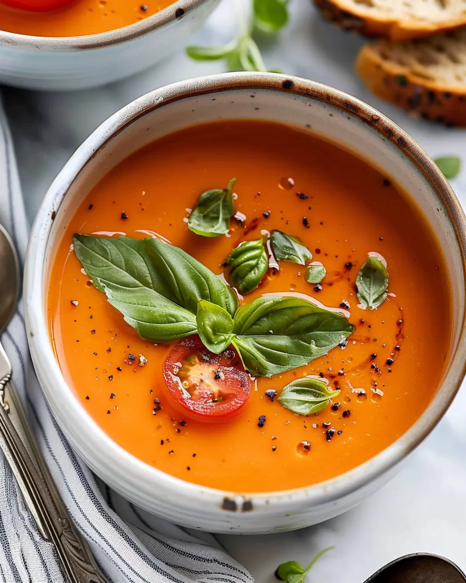 Middle-of-Winter Creamy Tomato Soup with Turkey Bacon Delight
