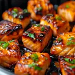 Delicious Glazed Honey Garlic Air Fryer Salmon Bites Recipe