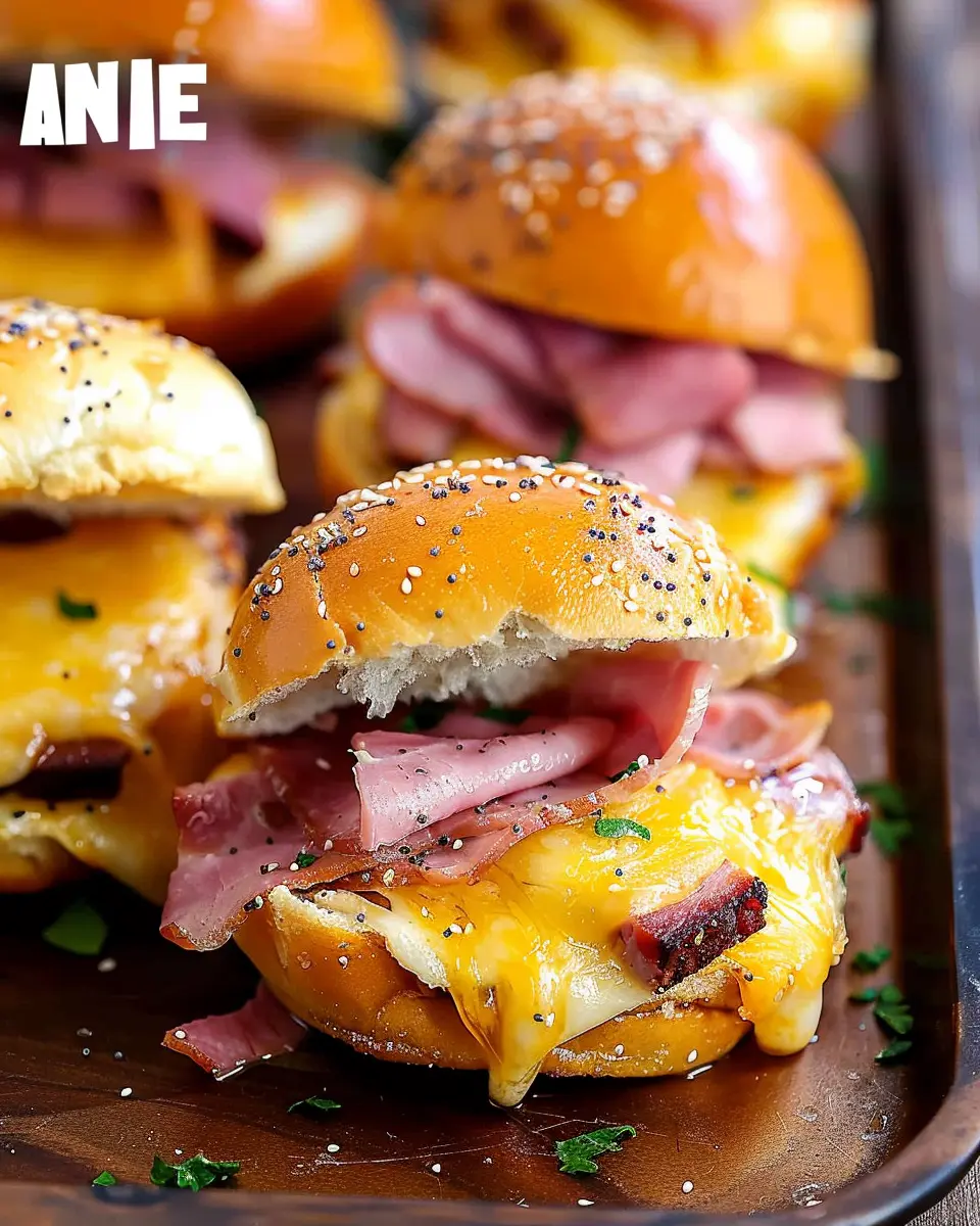Ham and Cheese Sliders: Indulgent Chicken Ham Delight with Turkey Bacon
