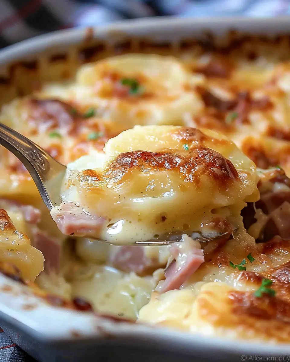 Old Fashioned Scalloped Potatoes and Ham with Turkey Bacon Delight