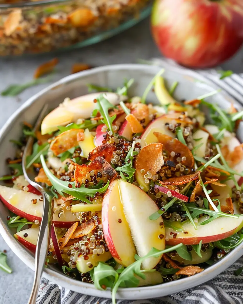 Honey Mustard Quinoa Apple Salad: Fresh &amp; Crispy Shallots Delight