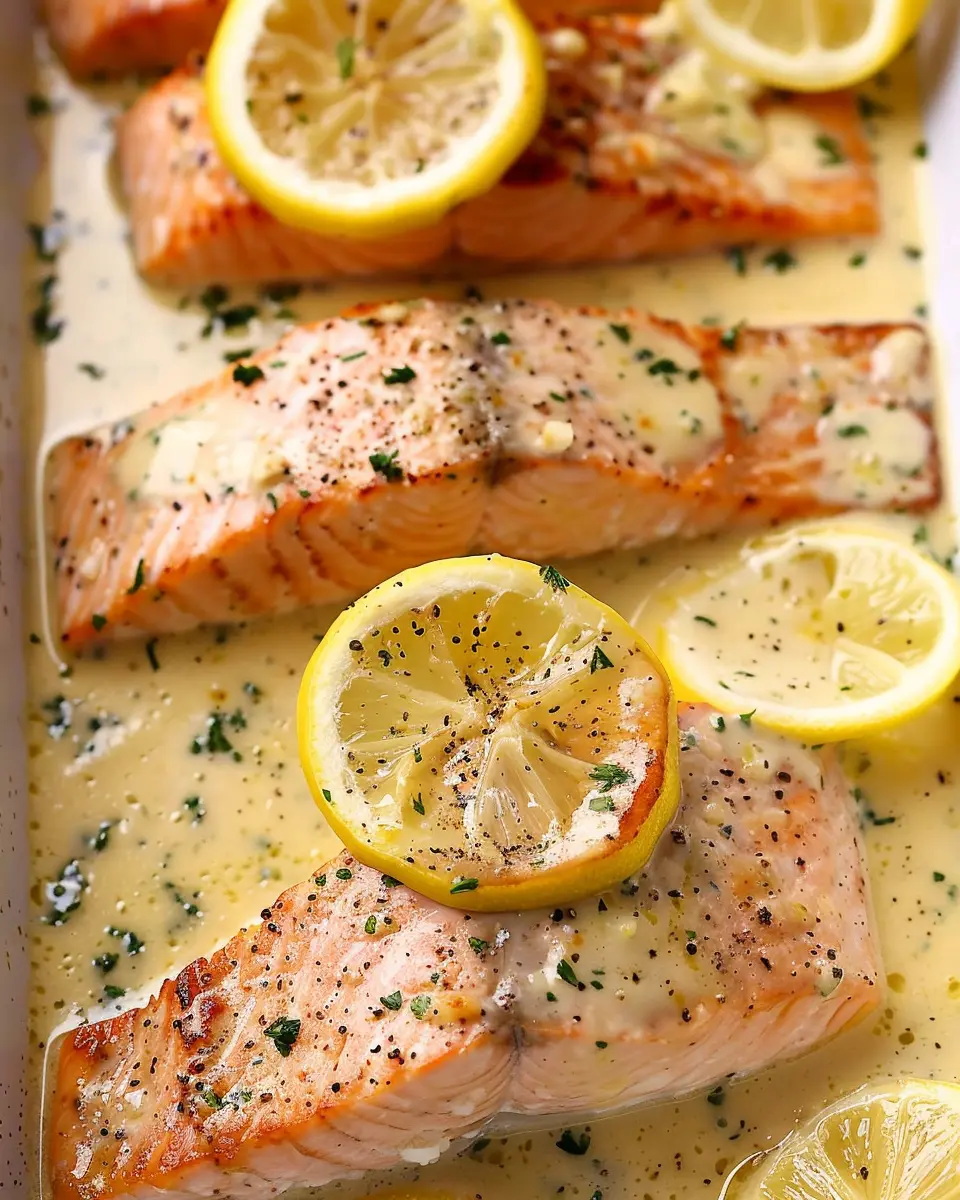 Easy Baked Salmon with Lemon Butter Cream Sauce: Indulge in Flavor