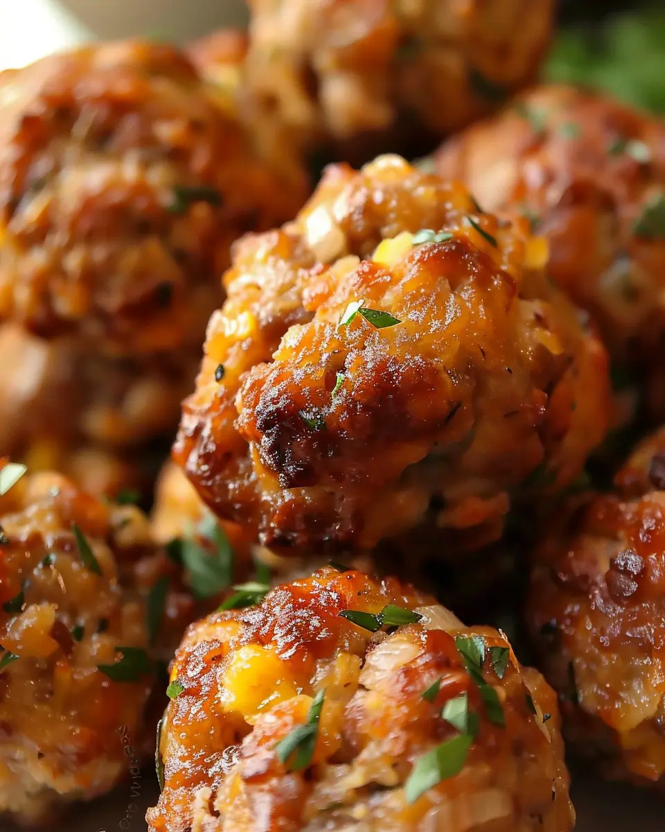 Original Sausage Balls with Turkey Bacon and Chicken Ham Delight