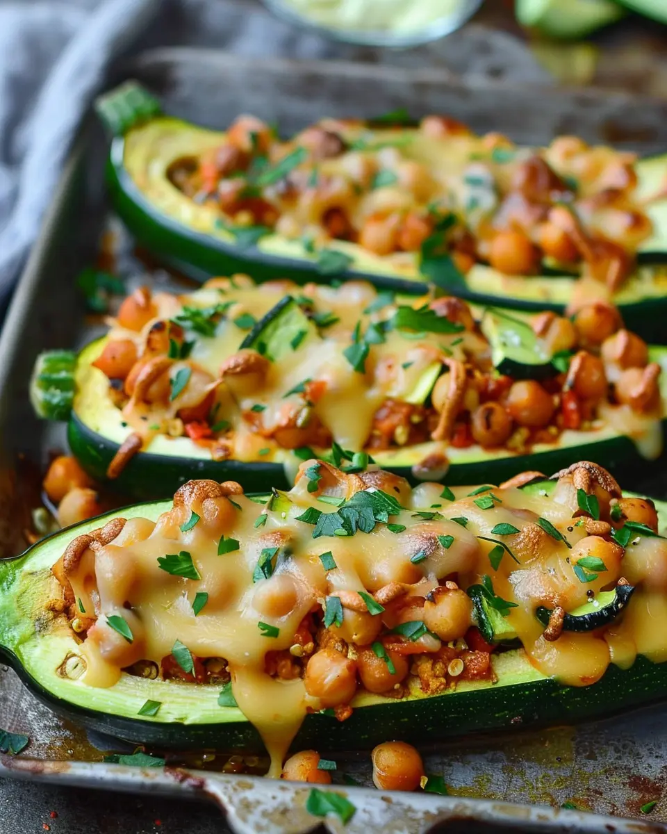Vegan Stuffed Zucchini Boats: Easy, Flavorful Chickpea Delight