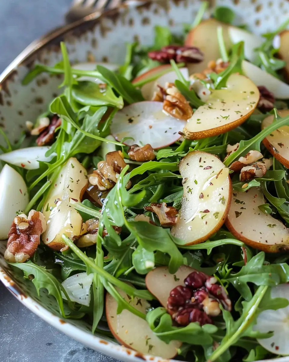 Arugula Pear Salad with Turkey Bacon: A Fresh and Easy Delight