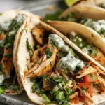 Shredded Chicken Tacos with Creamy Chimichurri Sauce
