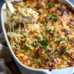 French Onion Chicken Orzo Casserole
