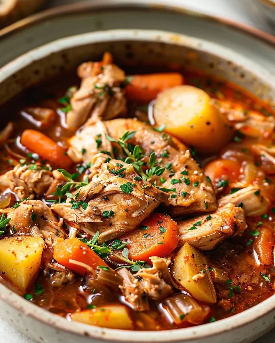Slow Cooker Chicken Stew: Easy Comfort with Turkey Bacon Bliss