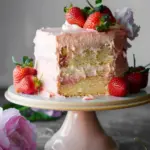 Vanilla Bean Cake with Strawberry Cream Cheese Frosting