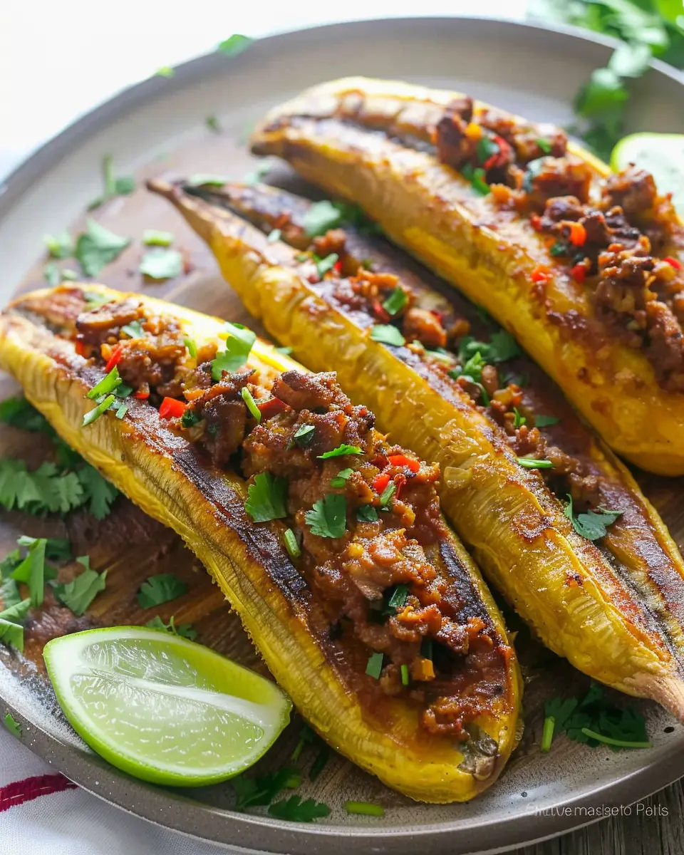 Stuffed Baked Plantains: A Delicious Twist with Turkey Bacon