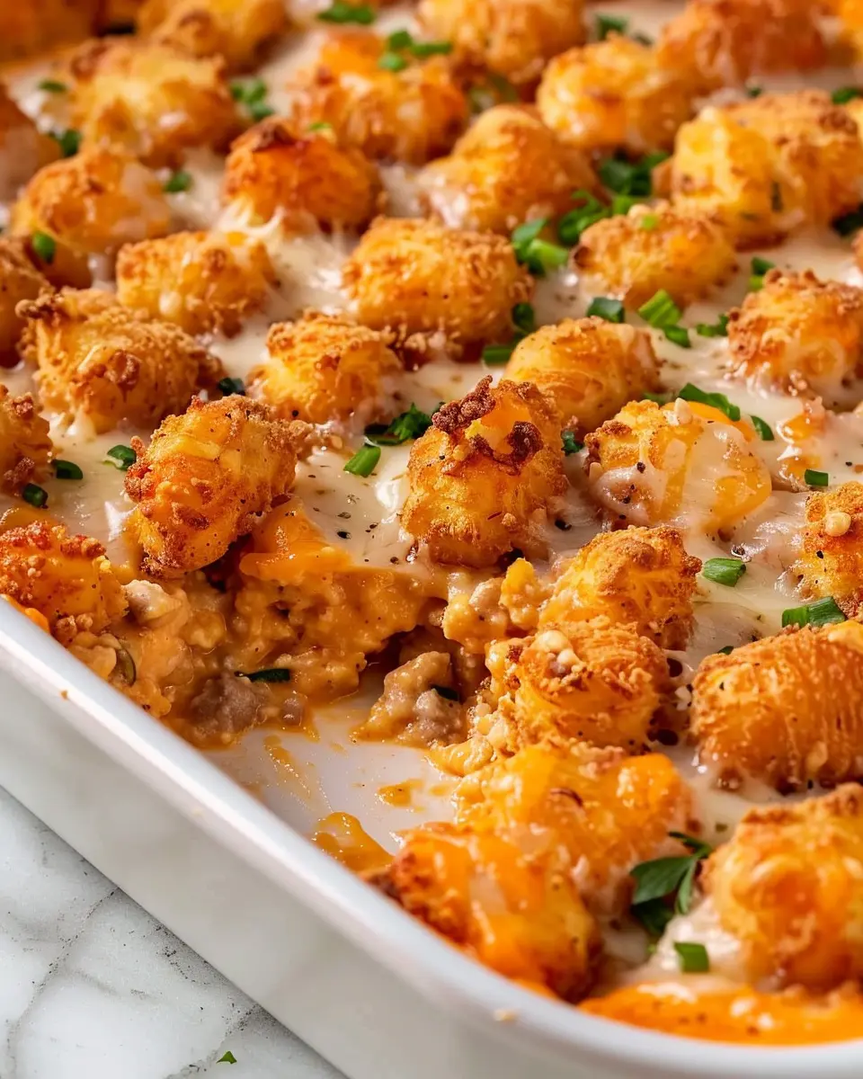 Tater Tot Casserole: Indulgent Comfort Food with Turkey Bacon